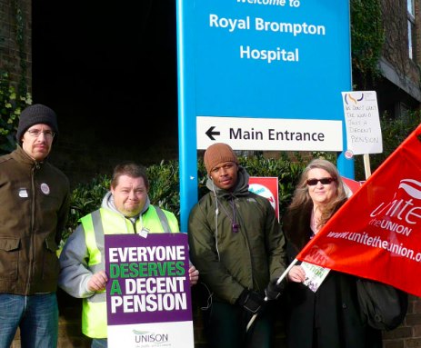 NHS General Strikers (from left) Sam Wheeler, Steve Caddick, Abdul Sesay and Jeanette Anderson